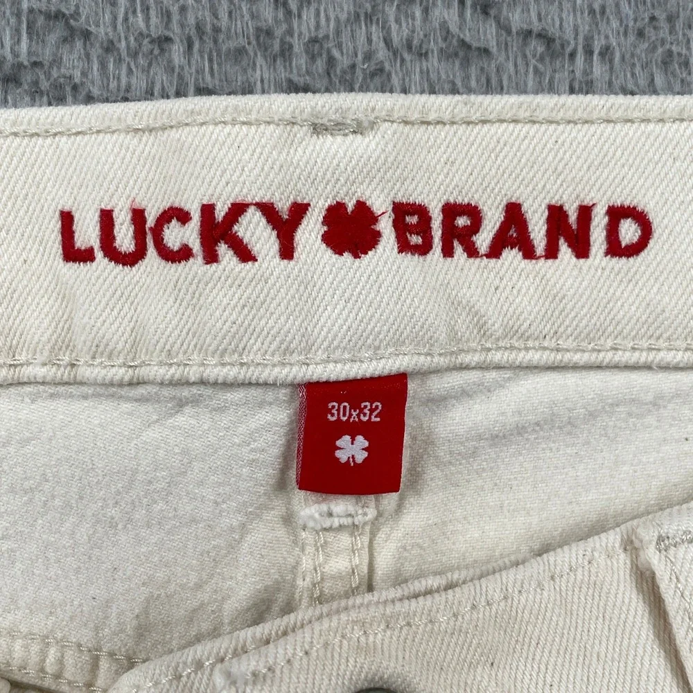 Lucky Brand Jeans Mens 30x32 Cream 410 Athletic Straight Stretch Denim Pants